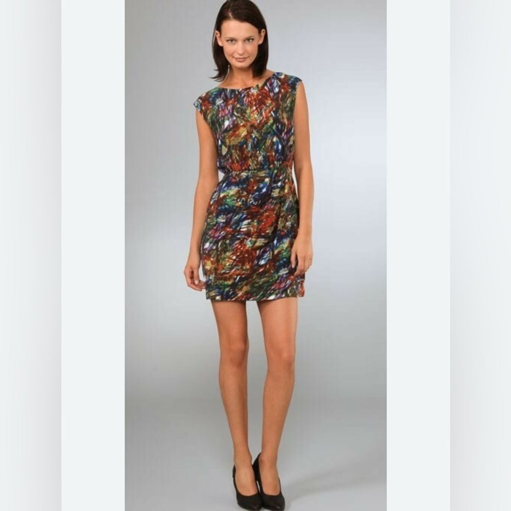 Theory arena brushstroke print 100% silk dress size 6